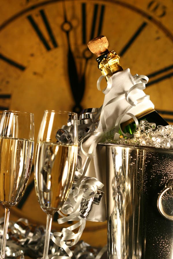 Champagne in Bucket with Glasses Stock Photo Image of christmas