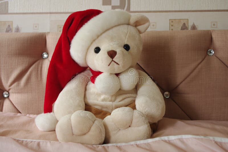 Champagne Christmas Teddy immagini stock Champagne Christmas Teddy immagini stock