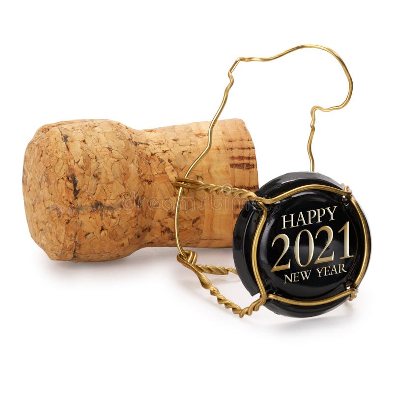 Champagne Cork Isolated, 2021 on Black Cap, Includes Clipping Path