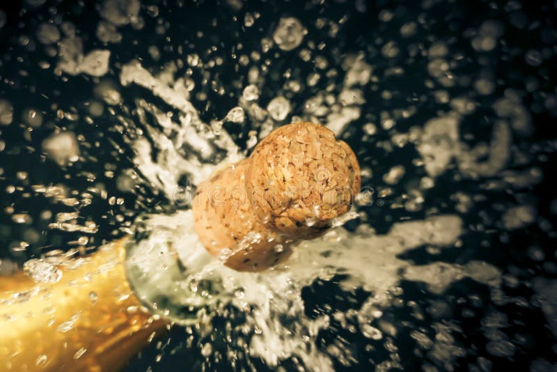 Close Up Of Champagne Cork Popping Stock Image Image of splashing