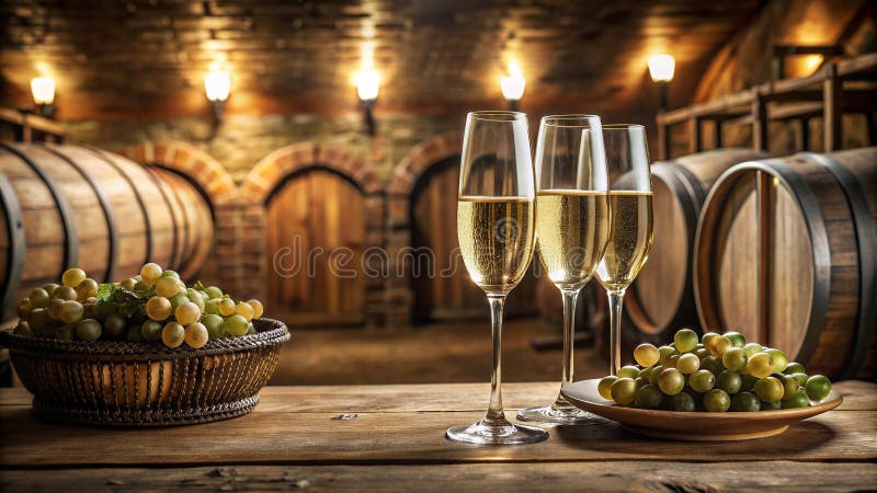 Champagne eleganza vintage unisce i suoi contenuti in vino rostico aigenerato illustrazione di stock