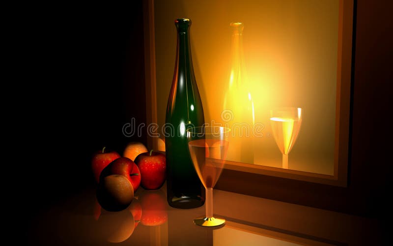 Champagne et fruits illustration de vecteur Champagne et fruits illustration de vecteur
