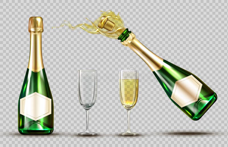 Champagne explosion bottle and wineglasses set