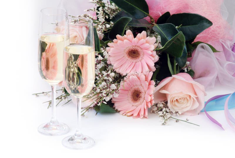 Champagne and flowers