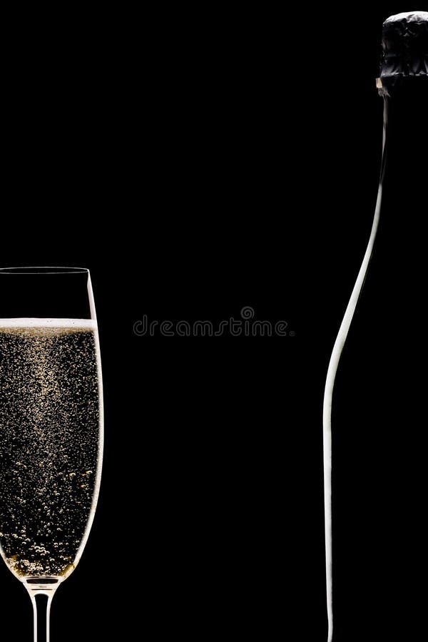 Champagne Full Flute and Bottle Stock Photo Image of effervescing