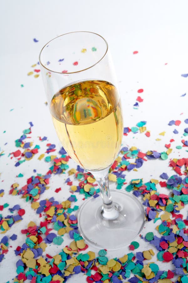 Champagne Glass and Confetti Stock Image Image of drink, confetti