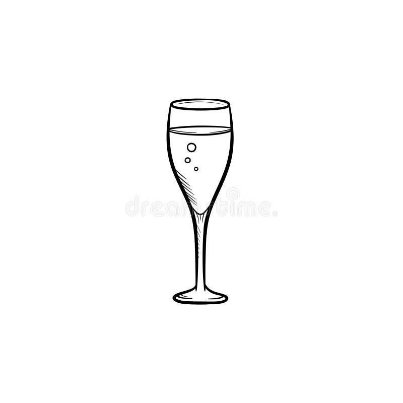 Tulip glass. sparkling wine glass. hand drawn full champagne glass sketch.  engraving style. vector illustration isolated on | CanStock