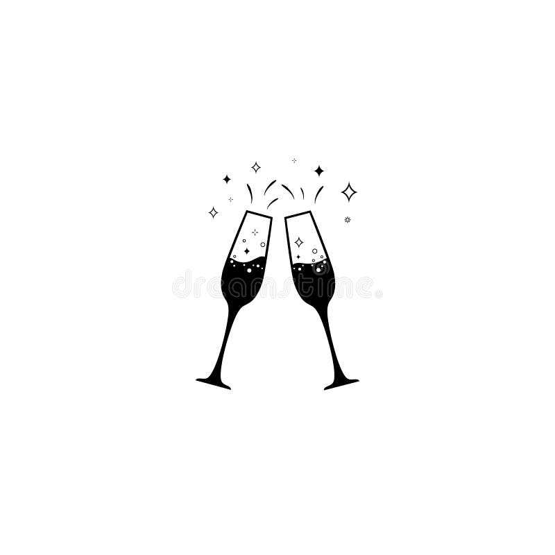 Champagne Glass Line Icon. Vector Illustration in Modern Flat Stock