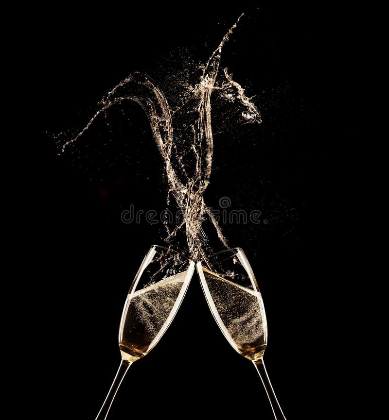Two Champagne Glasses on Black Background Stock Photo Image of holiday, success 47705556
