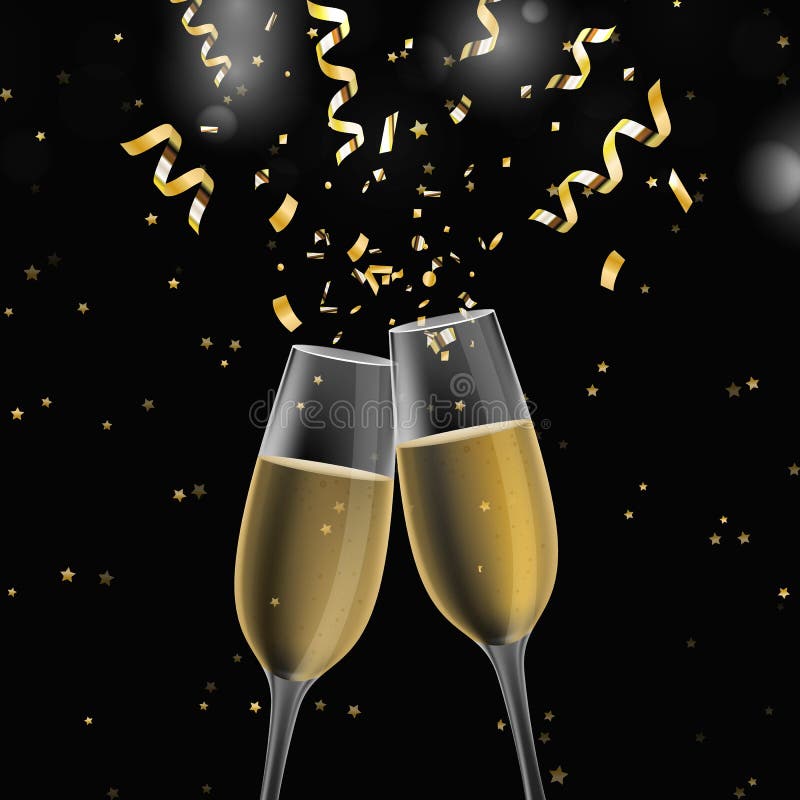 Champagne Glasses. Cheers Icon. Congratulations. Vector Icon Stock