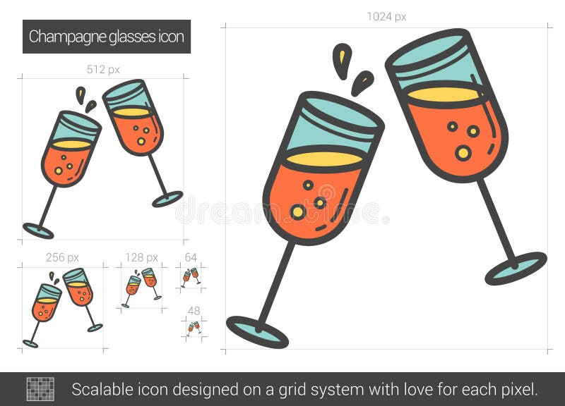Champagne Glasses Line Icon. Stock Vector Illustration of champaign