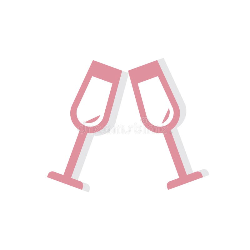 Champagne glasses Valentines day icon.