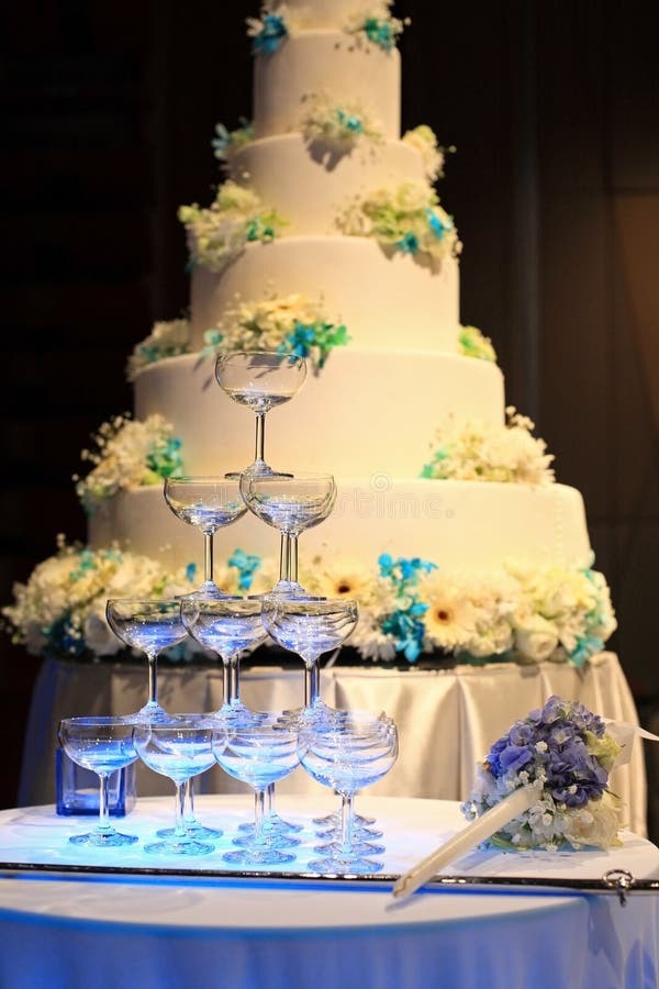 Champagne Glasses And Wedding Cake Stock Photo Image of sweet, table