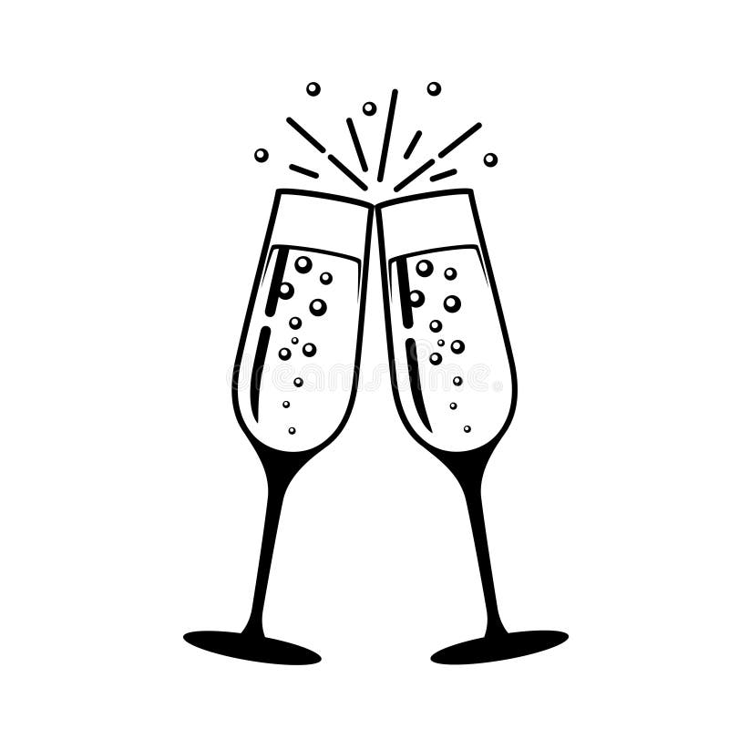 Champagne-Glasvektorikone lizenzfreie abbildung