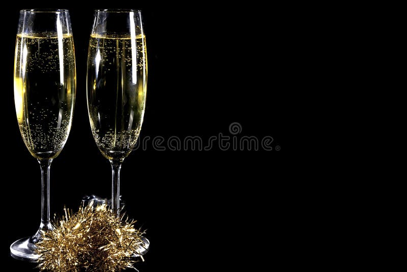 Champagne-Gläser auf schwarzem Hintergrund III lizenzfreie stockbilder Champagne-Gläser auf schwarzem Hintergrund III lizenzfreie stockbilder