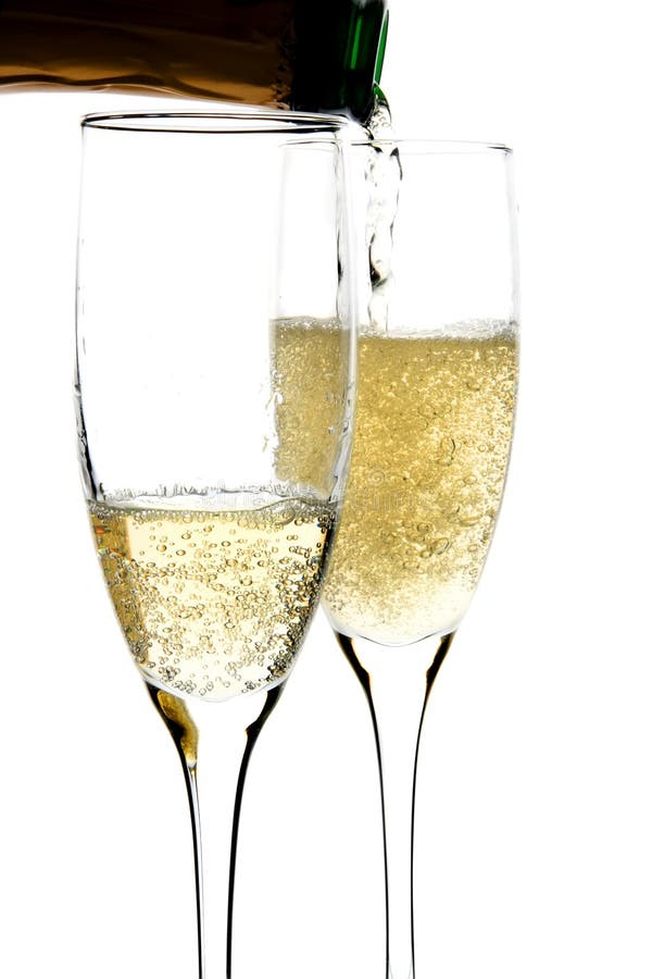Champagne goß innen zum Glas lizenzfreies stockfoto Champagne goß innen zum Glas lizenzfreies stockfoto
