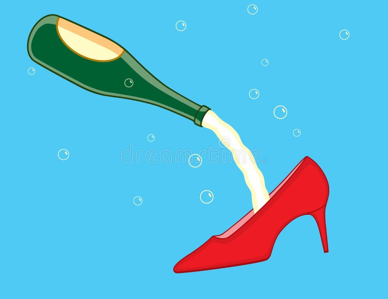 Champagne and high heel shoe