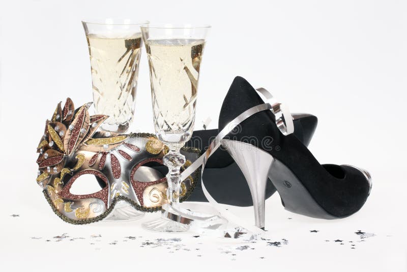 Champagne and high heel shoes stock photo Champagne and high heel shoes stock photo