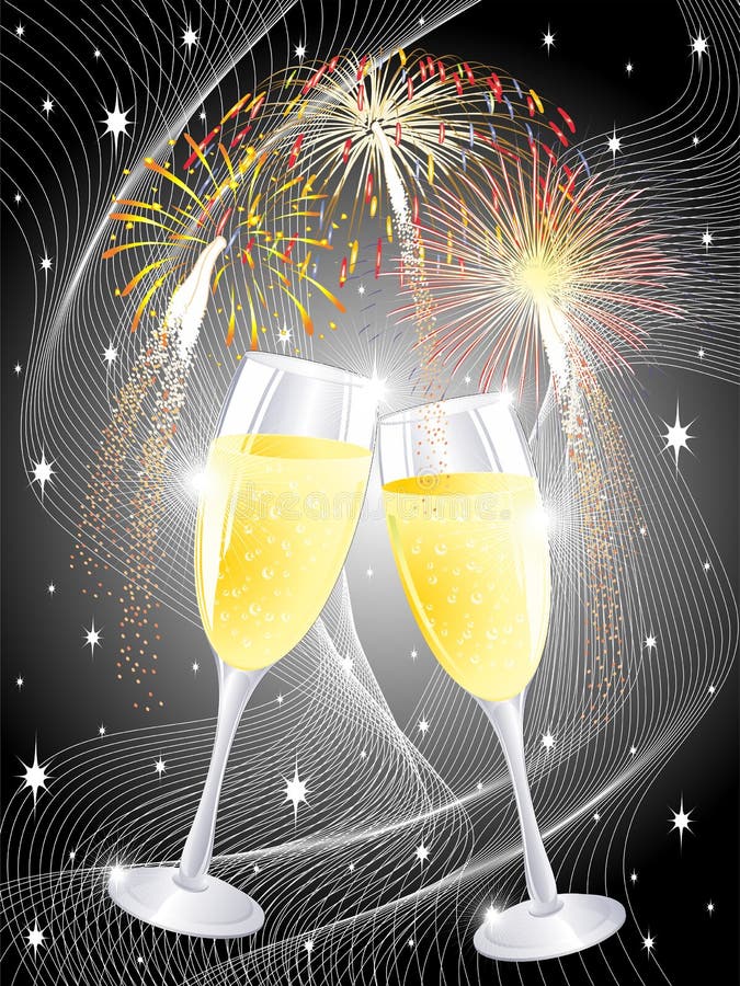 Champagne Party Glasses stock illustration. Illustration of golden