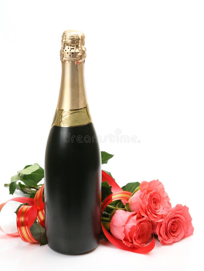 Champagne and pink roses