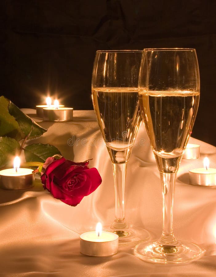 Champagne and rose stock photo. Image of reflection, dear 13010884
