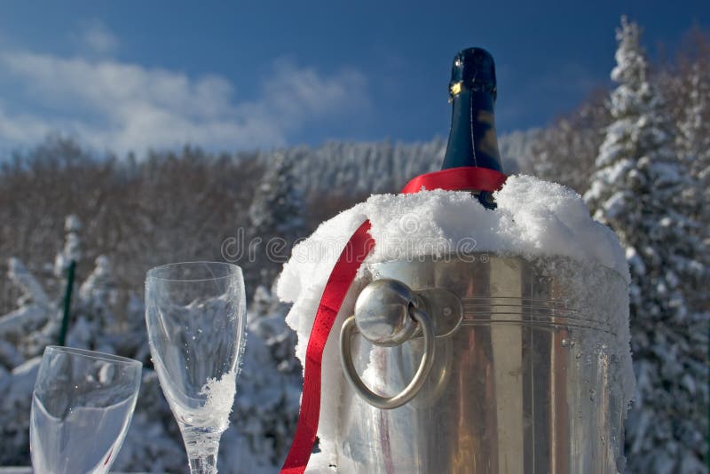 Champagne in snow