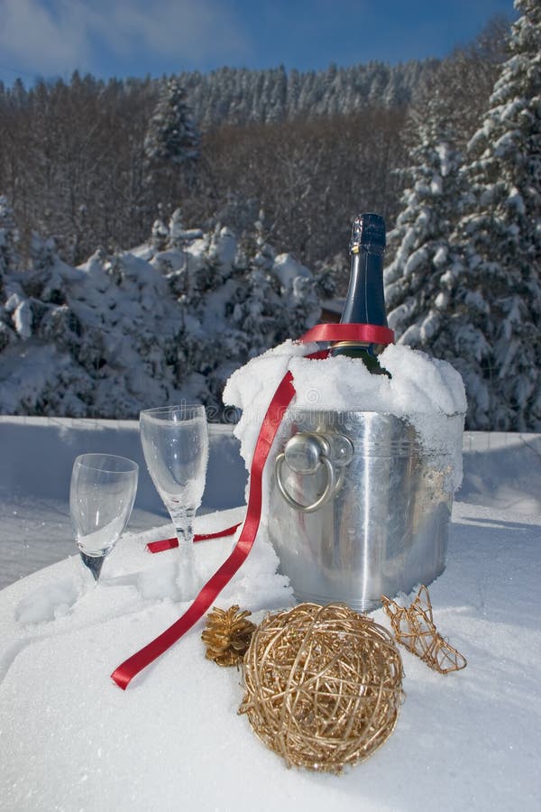 Champagne in snow