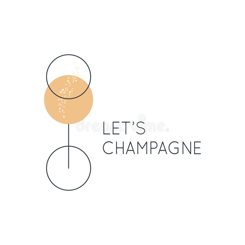 Champagnerglaslogo. lässt Champagner auf Weiß stock abbildung