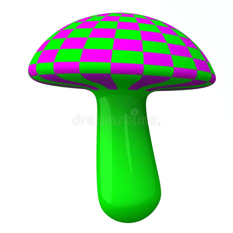 Magic colorful green and pink mushroom 3d. Magic colorful green and pink mushroom 3d