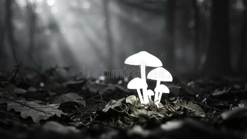 Champignons sombres enchantés Glowinthe dans une mystérieuse forêt illustration libre de droits