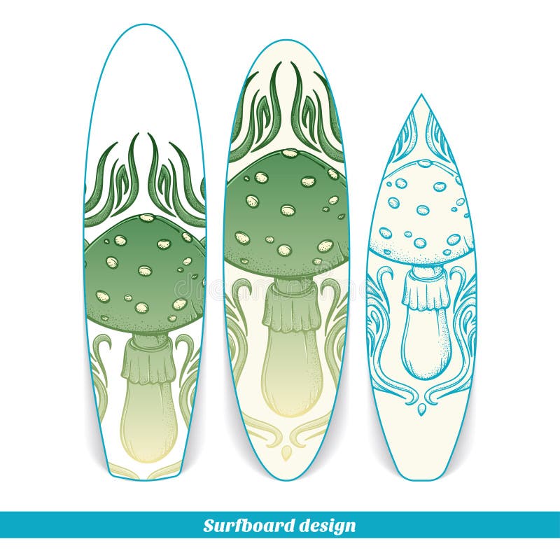 Champinjon för surfingbrädadesignabstrakt begrepp royaltyfri illustrationer Champinjon för surfingbrädadesignabstrakt begrepp royaltyfri illustrationer