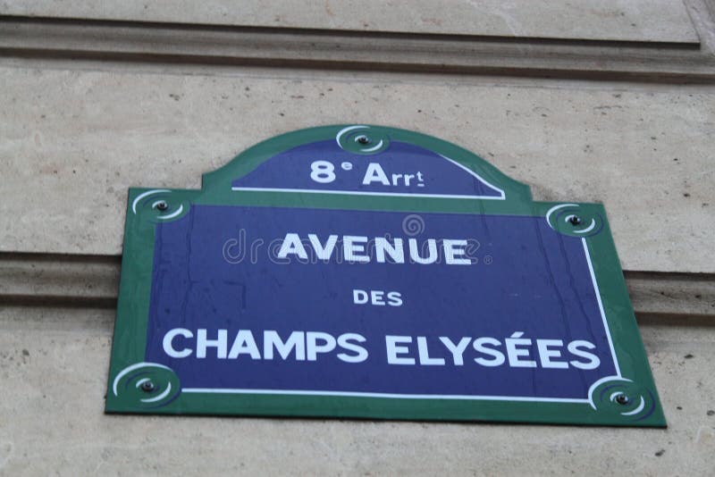 Champs Elysees Street Sign at Paris, the famous street with many brand retail stores.