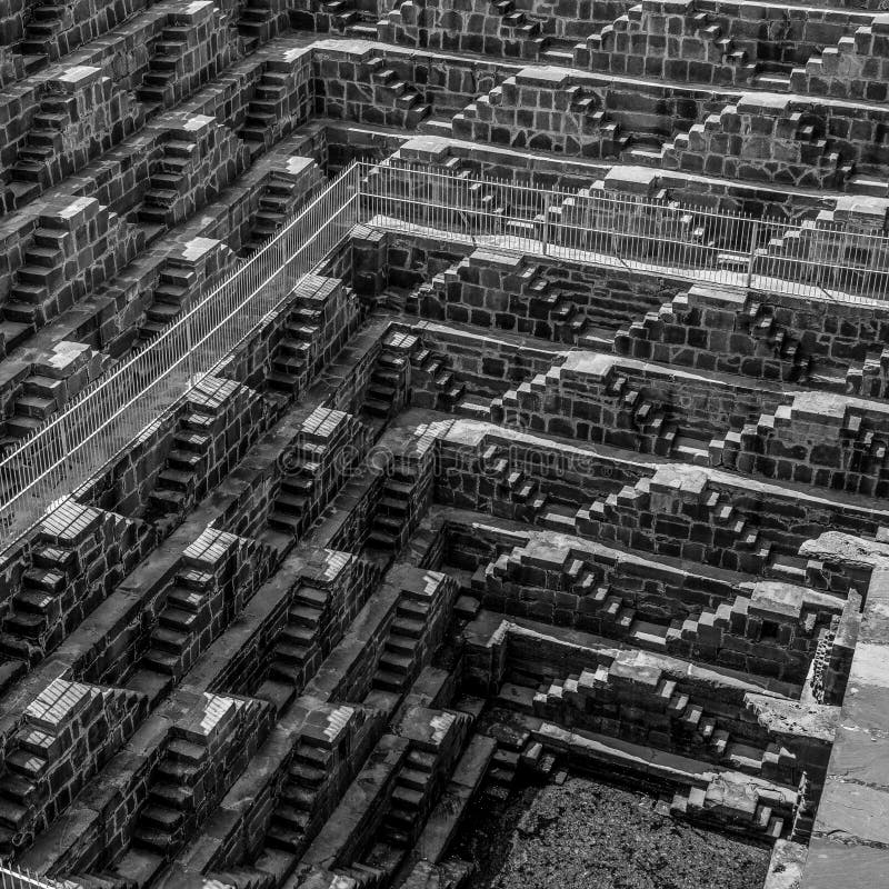 Chand Baori in Black and White stepwell India. Chand Baori in Black and White, deepest and largest stepwell in India royalty free stock images Chand Baori in Black and White stepwell India. Chand Baori in Black and White, deepest and largest stepwell in India royalty free stock images