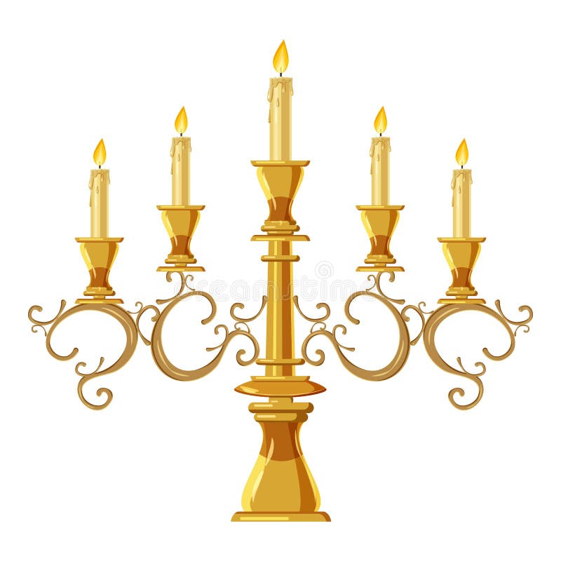 Chandelier with five candles icon, cartoon style