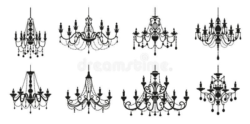 Chandelier silhouettes, candelabra crystal lamps