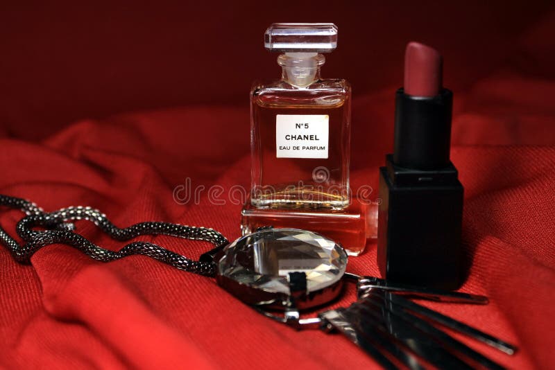 Chanel Perfume Bottles Isolated On Red Bottle With Coco Chanel N`5 Chanel  Perfume Editorial Photo Image Of France, Bracelet: 182849211