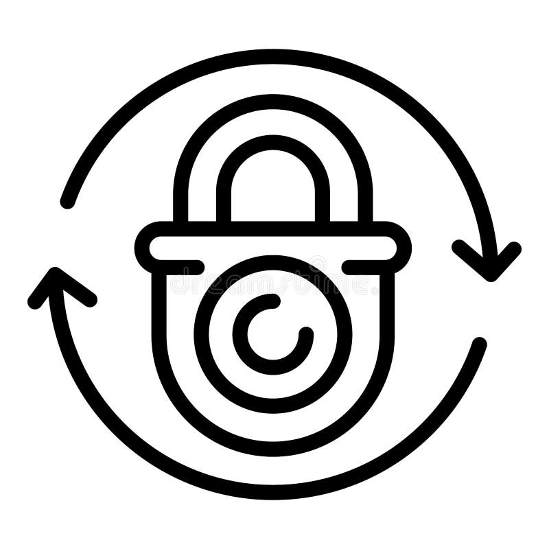 Change cyber lock icon outline vector. Secure key royalty free illustration