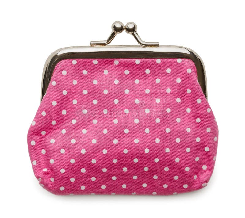 Closed Pink Change Purse Isolated on White Background.