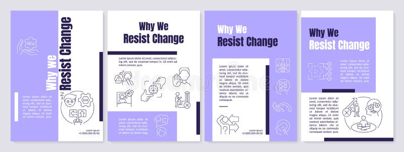 Change resisting reasons purple brochure template stock illustration