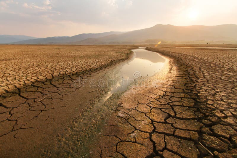 Changement climatique et sécheresse de métaphore d'assèche et de rivière