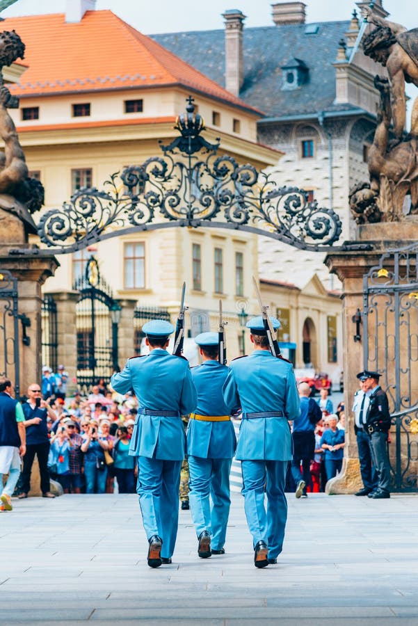 Changing of the at Prague Castle Guard in Prague Editorial Stock Photo
