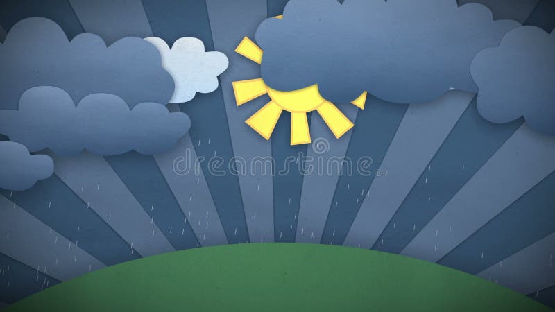 Changing Weather Beautiful Illustration. Rain and Sun Concept Time-lapse.  Cartoon Style 3d Animation Stock Footage - Video of cloud, overcast:  77403994