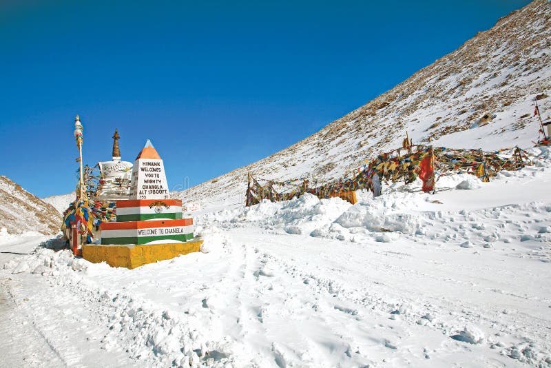 ChangLa Pass in winter on the way to Pangong Lake, Leh-Ladakh, Jammu and Kashmir, India stock image ChangLa Pass in winter on the way to Pangong Lake, Leh-Ladakh, Jammu and Kashmir, India stock image