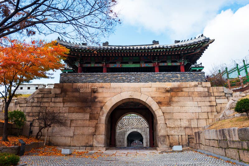 Changuimun Gate rear view, one of the Eight Gates of Seoul in the fortress wall of Seoul, South Korea stock image Changuimun Gate rear view, one of the Eight Gates of Seoul in the fortress wall of Seoul, South Korea stock image