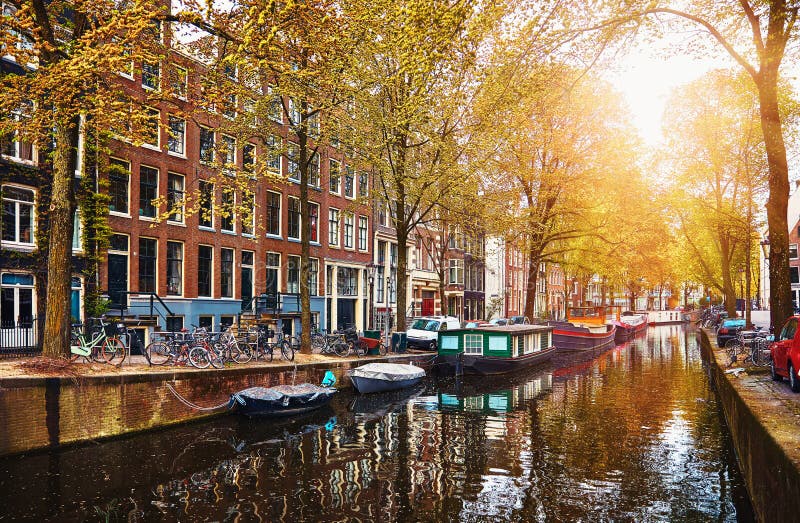 Channel in Amsterdam Netherlands houses river Amstel royalty free stock image Channel in Amsterdam Netherlands houses river Amstel royalty free stock image