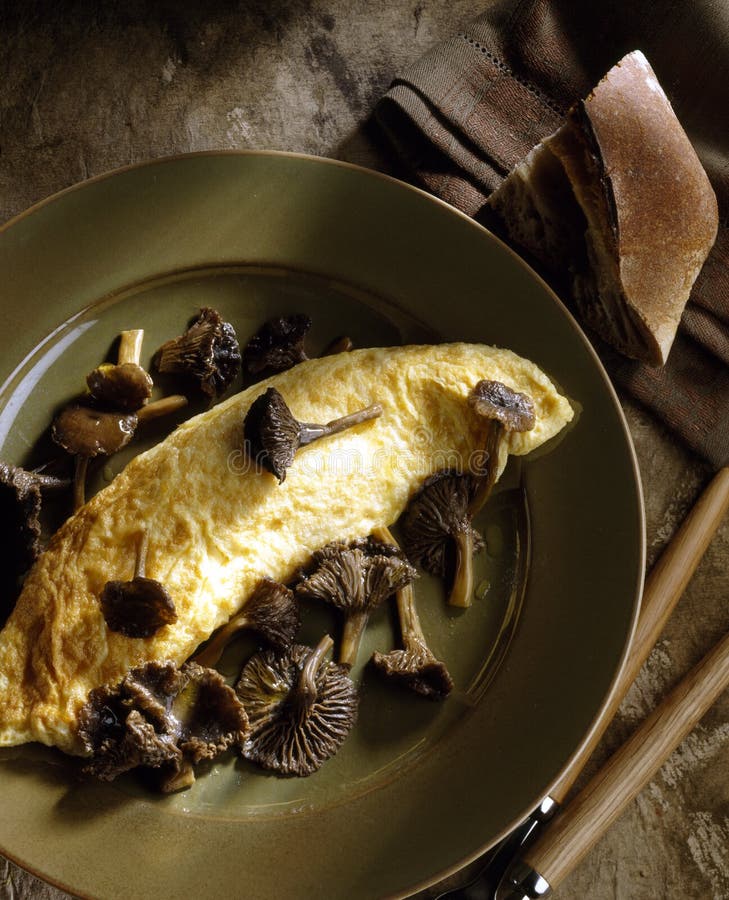 Chanterelle omelette stock image. Image of vegetable 23702481