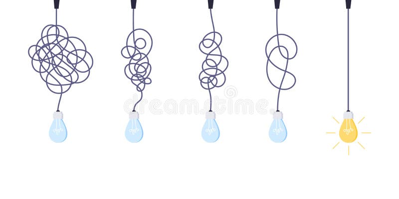 Chaos simplifying, problem solving and business solutions idea searching concept vector illustration. vector illustration