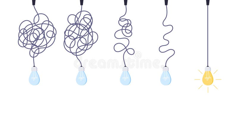 Chaos simplifying, problem solving and business solutions idea searching concept vector illustration. royalty free illustration
