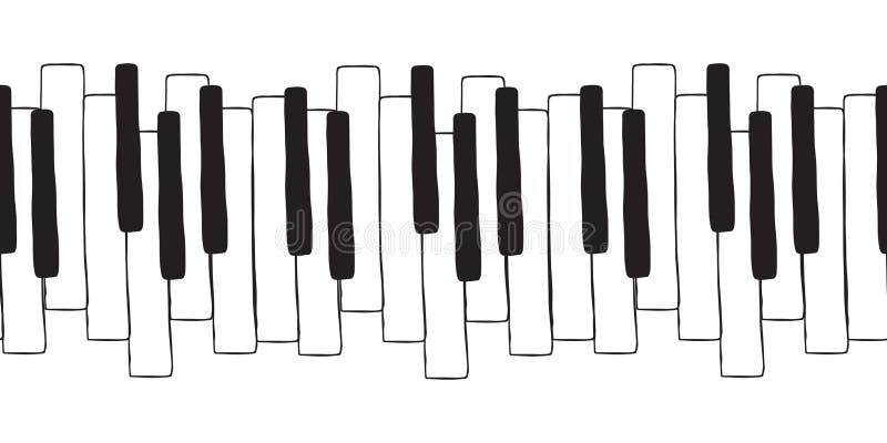 Chaotic Pianoforte musical grand piano octaves, sketch drawing. Vector seamless doodle pattern with hand drawn piano, harpsichord