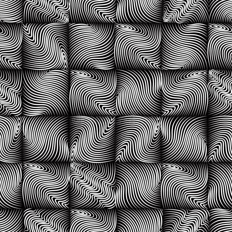 Chaotic waves seamless pattern. Abstract vector seamless pattern with waves in small squares. beautiful background picture